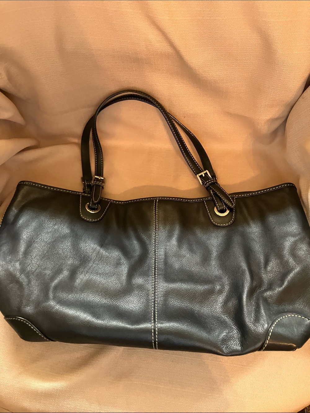 Michael Kors Black Leather Double-Handle Shoulder Tote